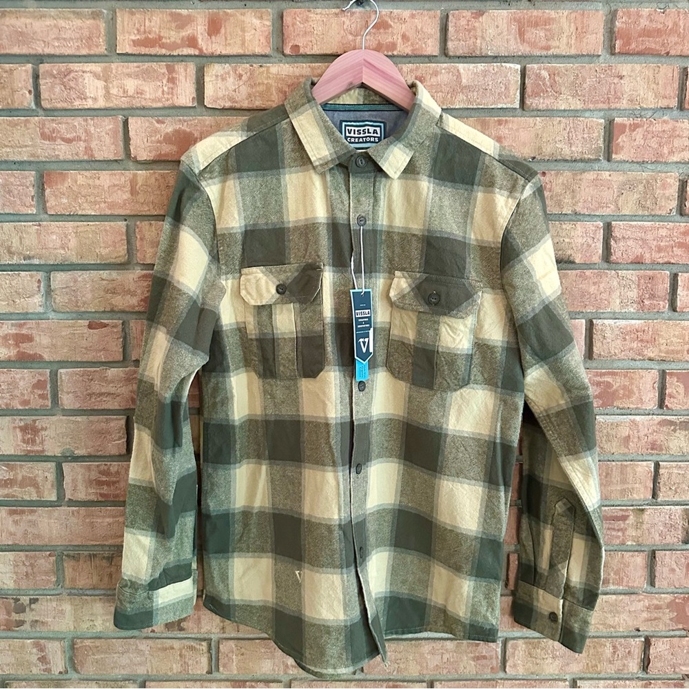 Vissla Creators Eco LS Flannel Shirt - Medium - Tarp